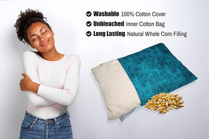 Microwavable Corn Filled Heating Pad and Cold Pack/Washable 100% Cotton Cover (Cross Hatch - Mint, 7.5in W x 11in L)