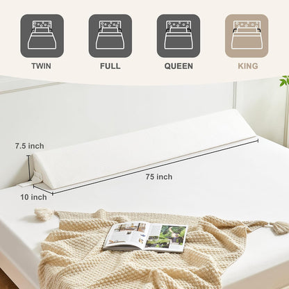 IFNOW Queen Size(60"x6"x10") Bed Wedge Pillow for Headboard, Mattress Gap Filler(0-8"), Bed Wedge for Gap Between Your Headboard and Mattress Dark Grey | High-Density Foam,Fills 0-8"Mattress Gap,Prevents Pillow & Items Falling,Works with Headboard or