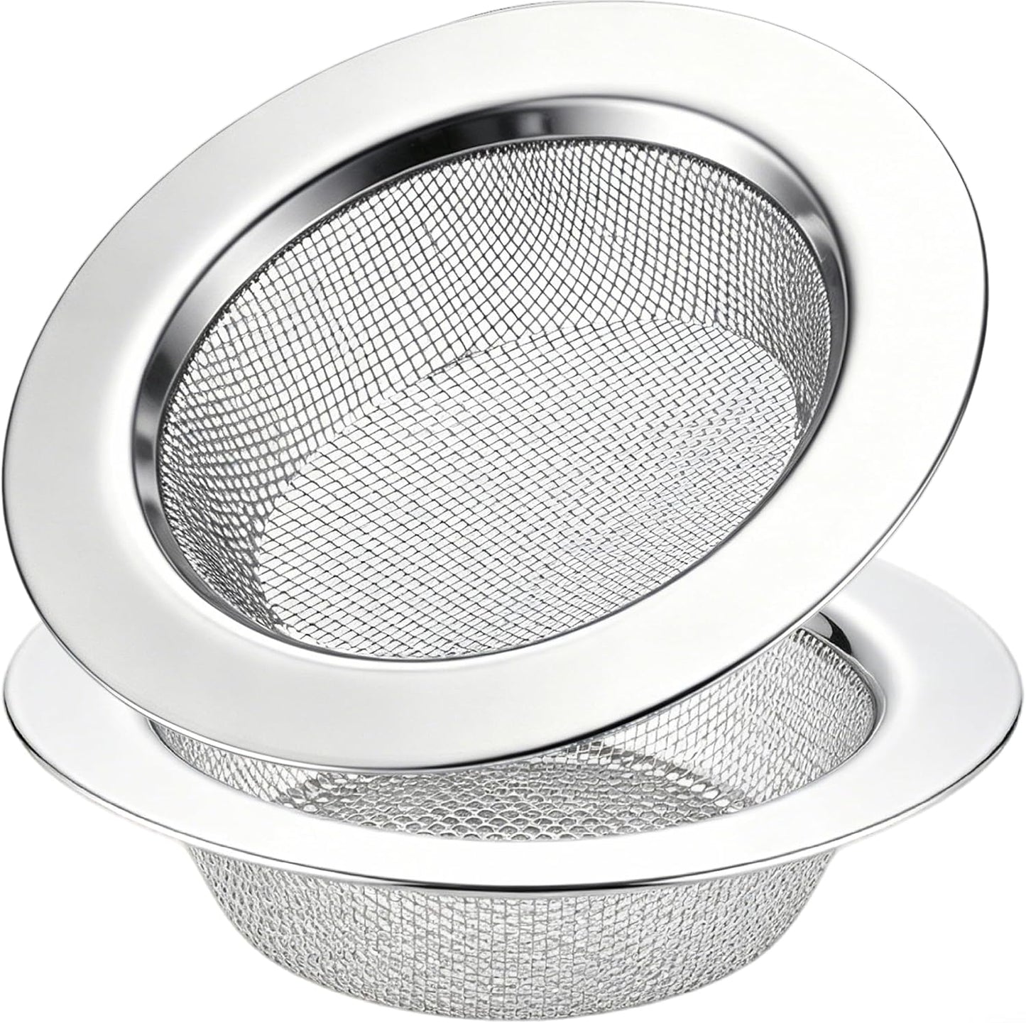 LASSHSWA 2 PCS Kitchen Sink Strainer Stainless Steel, Kitchen Sink Drain Strainer， Sink Strainers with Large Wide Rim 4.5" Diameter for Kitchen Sinks