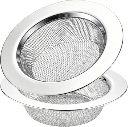 LASSHSWA 2 PCS Kitchen Sink Strainer Stainless Steel, Kitchen Sink Drain Strainer， Sink Strainers with Large Wide Rim 4.5" Diameter for Kitchen Sinks