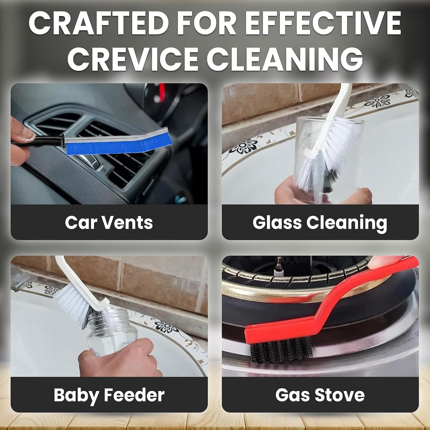 8 Pcs Crevice Cleaning Brush Set – Hard Bristle Cleaning Tools for Grout, Gaps & Narrow Spaces – Multi-Purpose Grout Brush, for Cleaning Bathroom, Shower, Window Tracks, Kitchen | Multi-Purpose Grout Brush for Bathroom, Shower, Window Tracks & Kitchen