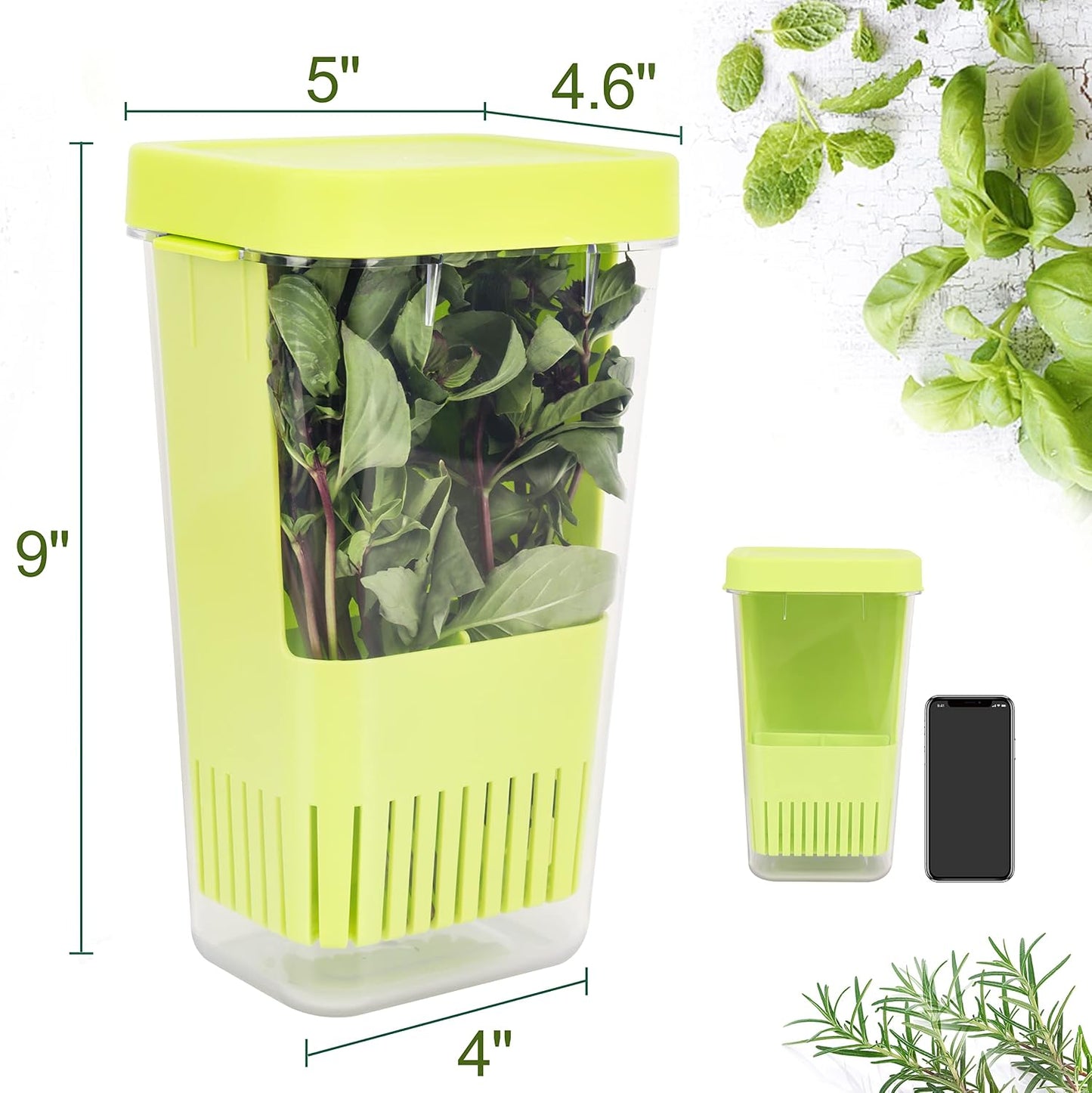 LUVCOSY 3 Pack Herb Keeper, BPA-Free Plastic Herb Saver with an Inner Basket for Cilantro, Mint, Parsley, and Asparagus, Keeps Fresh Herbs for 3 Times Longer