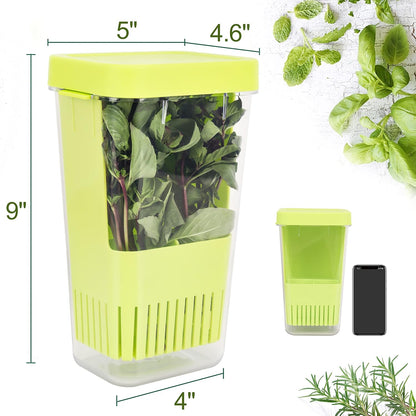 LUVCOSY 3 Pack Herb Keeper, BPA-Free Plastic Herb Saver with an Inner Basket for Cilantro, Mint, Parsley, and Asparagus, Keeps Fresh Herbs for 3 Times Longer