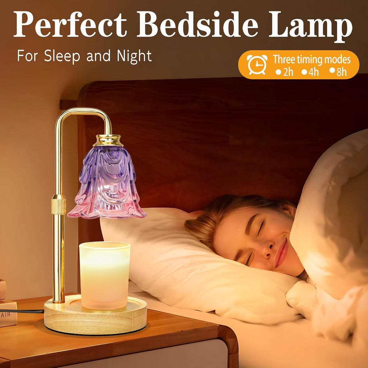 XJZJY Pink Flower Candle Warmer Lamp with Timer, Birthday Gifts for Women