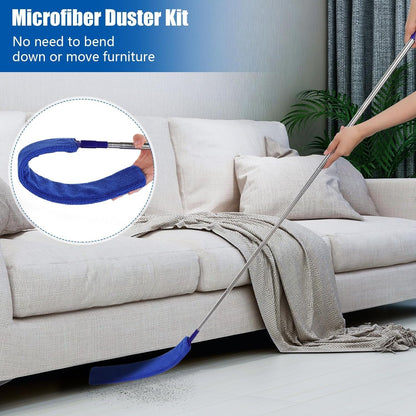 Retractable Gap Dust Cleaner Brush with Long Handle (30 to 100 inches), Cleaning Tools with 3 Microfiber Dusting Cloths, Extendable Duster for Cleaning Under Refrigerator Sofa Couch Bed Furniture