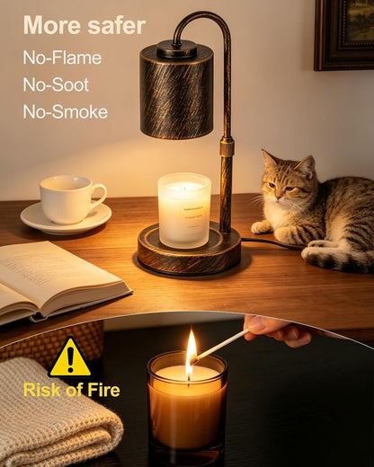 CASTLELIFE Dimmable Candle Warmer Lamp with Timer, Height Adjustable Candle Warmer for Jar Candles, Electric Wax Melt Warmer for Home Decor House Warming Gifts, Birthday Gifts for Women, Black Clear