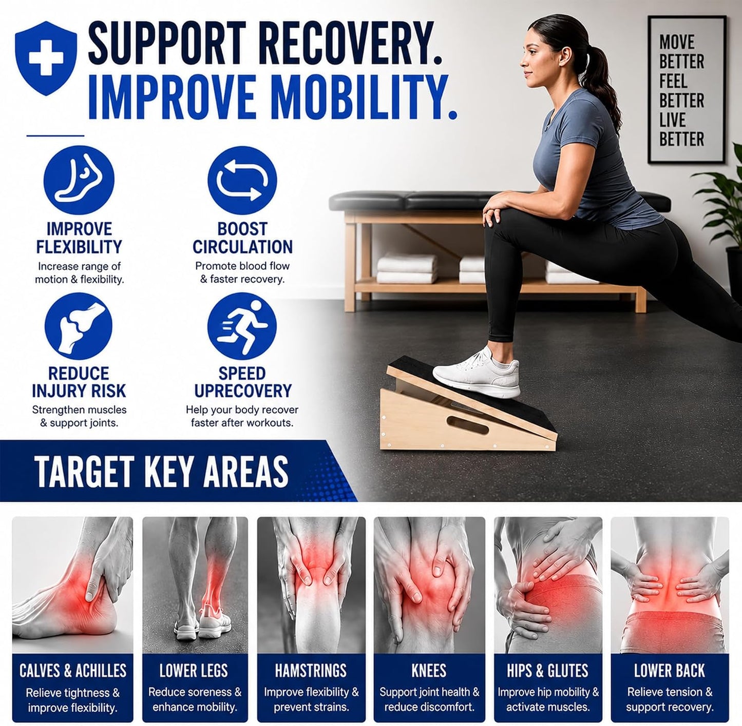 Professional Slant Board, Adjustable Incline Board and Calf Stretcher, Slant Board for Calf Stretching, Calf Stretcher Slant Board