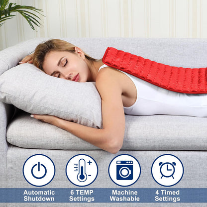 Electric Heating pad with 6 Heat Settings, Auto Shut Off, Dry Electric Heating for Back Neck Knee Arms Legs Shoulder Heat Pads for Christmas Birthday Father Mother's Day (24"X12", Gray Green)