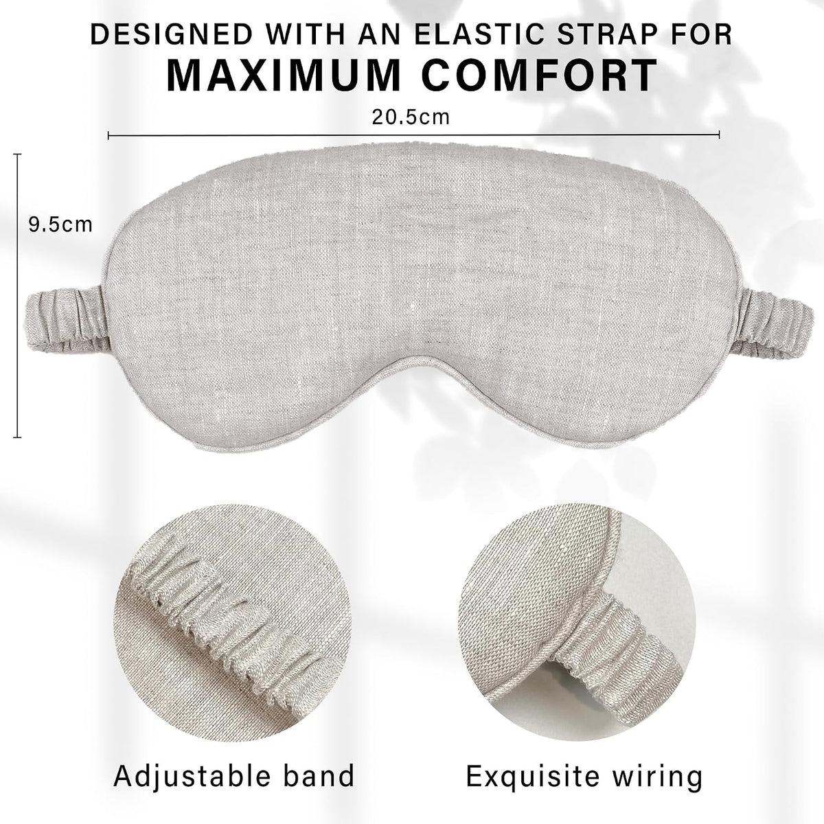 Eye mask Pure Linen Sleep Mask with Elastic Band, No Pressure On Eyes,Side Sleeper Eye Cover Organic Cotton Core Blindfold,Napping & Yoga Travel Essentials (Natural)