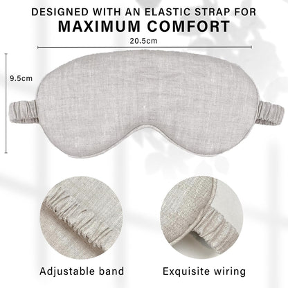 Eye mask Pure Linen Sleep Mask with Elastic Band, No Pressure On Eyes,Side Sleeper Eye Cover Organic Cotton Core Blindfold,Napping & Yoga Travel Essentials (Natural)
