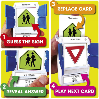 Logos Travel Game - Guess 100 Logos | Flash Cards with Slide Reveal Case | Card Game, Gift, Stocking Stuffer | Hours of Fun for Kids and Adults | Ages 6+