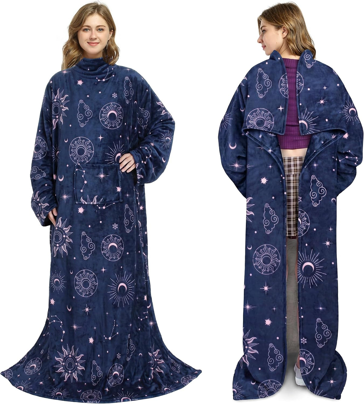 Catalonia Wearable Blanket with Sleeves for Women & Men, Fleece Wrap Throw
