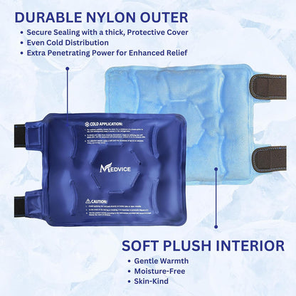 Medvice Knee Ice Pack Wrap with Cold Compression for Pain Relief, Swelling | Knee Replacement Surgery, Arthritis & Injury Recovery, Adjustable Straps, Gel Ice Packs for Meniscus Tear & ACL Blue