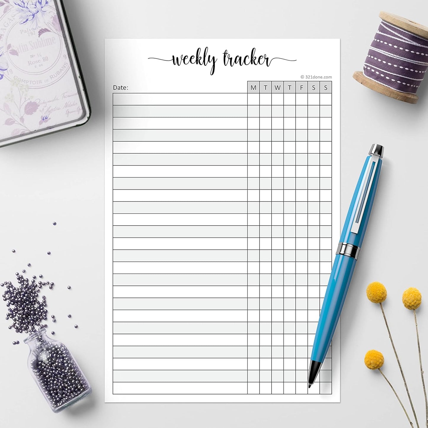 321Done Weekly Tracker Notepad, Sunday Start - 5.5x8.5 Habit Tracking Days of Week Notebook for Planning, Organizing, Schedule, 50 Pages - Made in USA
