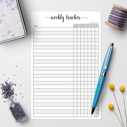 321Done Weekly Tracker Notepad, Sunday Start - 5.5x8.5 Habit Tracking Days of Week Notebook for Planning, Organizing, Schedule, 50 Pages - Made in USA
