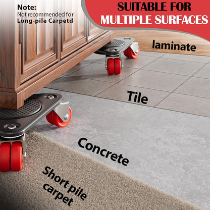 Heavy Duty Furniture Movers with 5-Wheel Dollies, Furniture Dolly Set with Lifter & Base, 360° Swivel Casters, Non-Slip Pads, Up to 2000 lbs Load Capacity