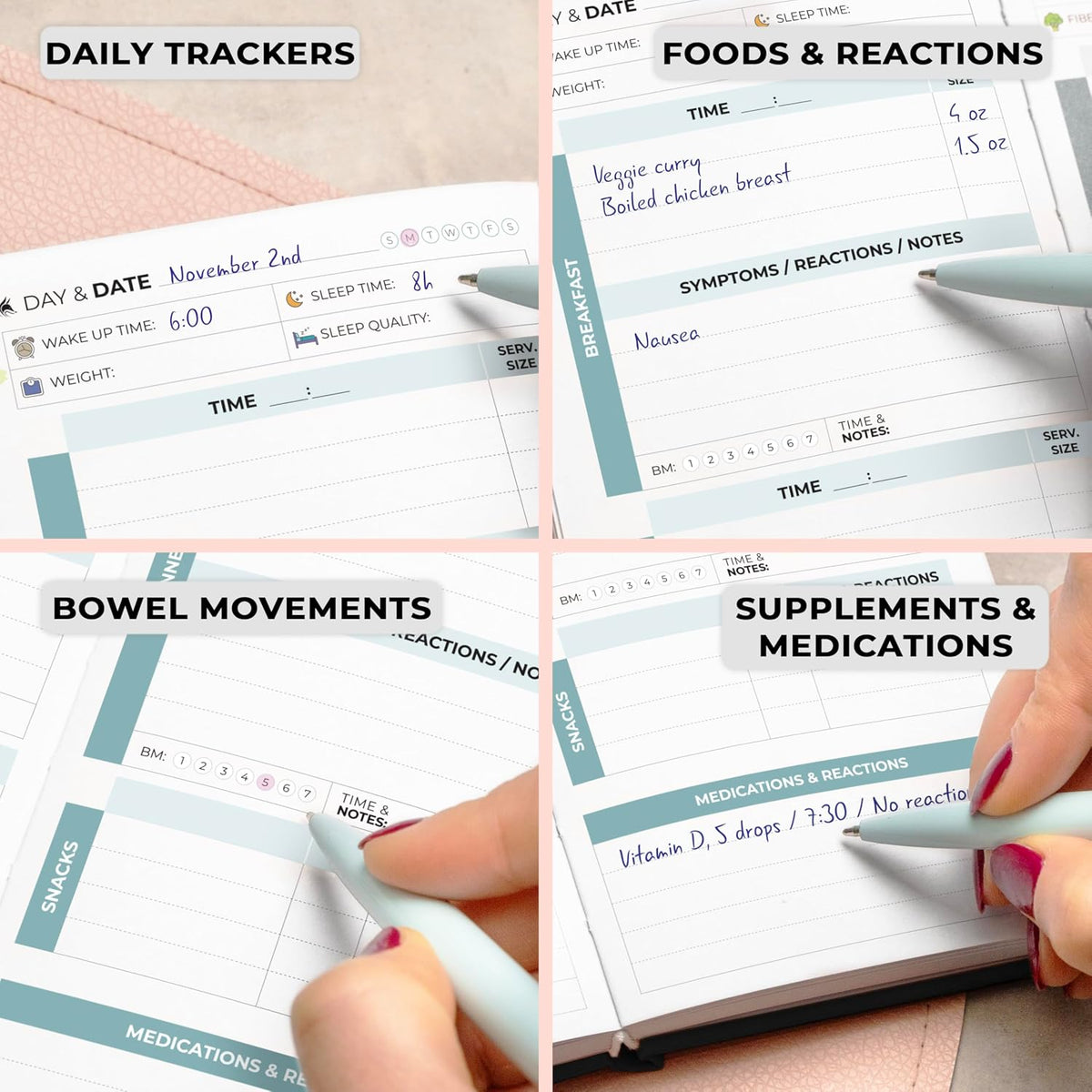 Clever Fox Food Sensitivity Journal & Symptom Diary, 8.5x11 Purple