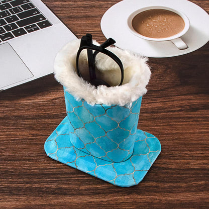 Plush Lined Eyeglasses Holder, PU Leather Glasses Stand Case
