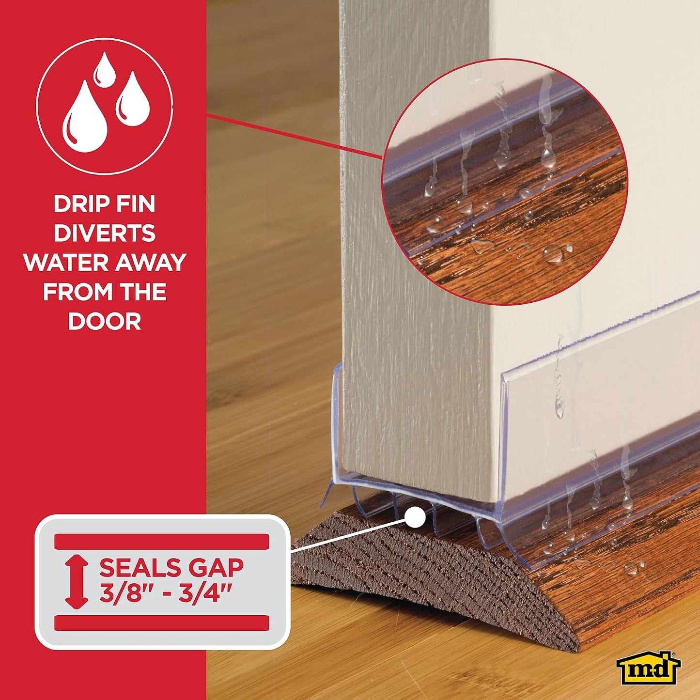 M-D Building Cinch® Slide-On U-Shaped Vinyl UDS, Brown, 36in 2pk | Rigid and Flexible Vinyl, Blocks Drafts Moisture Dust Insects, Compression Fit, No Hardware Required, Cut-to-Length