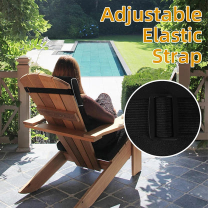 2 Pack Outdoor Chaise Lounge Head Pillow, Patio Pool Chair Pillows Water Resistant Headrest Pillow Lumbar Pillows with Insert and Adjustable Elastic Strap for Recliner Beach Chair, Dark Gray
