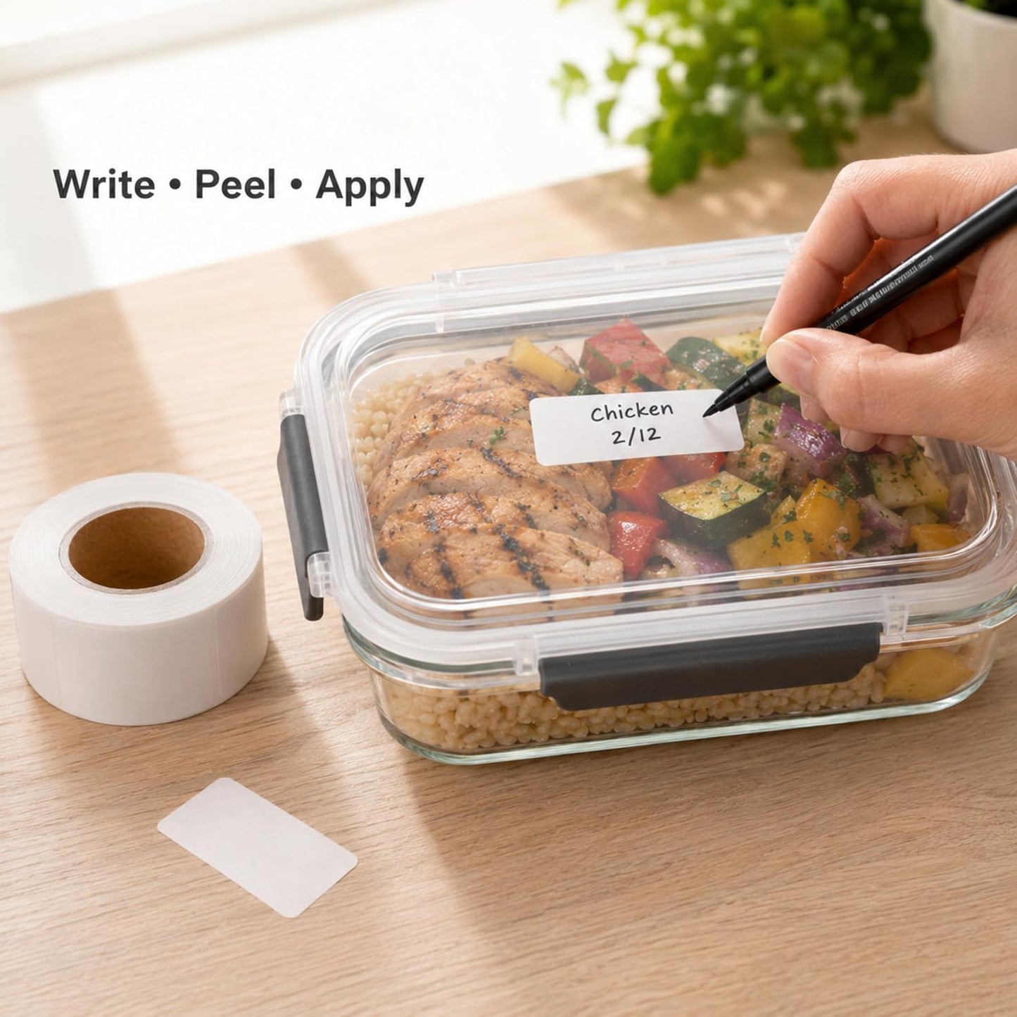 Blank Writable Water Dissolvable Food Labels, 1 x 2, 500/Roll | Food Storage Labels That Wash Away for Meal Prep, Containers, Pantries, Restaurants, Kitchens and Freezers. Made in USA