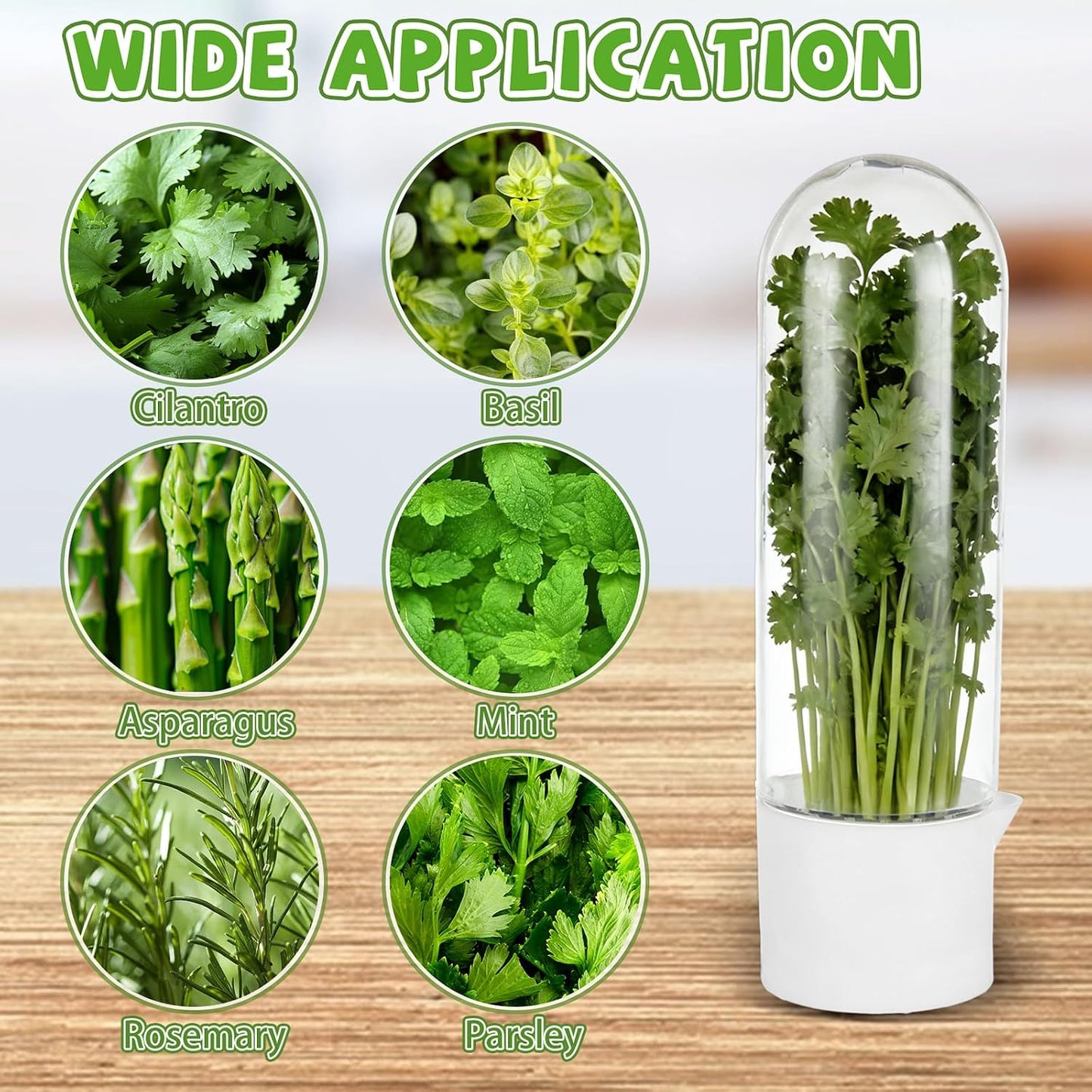 4 PCS Fresh Herb Keeper for Refrigerator, Herb Saver for Refrigerator, Cilantro Containers for Fridge, Herb Storage Containers for Cilantro Asparagus Mint Rosemary Parsley Basil for 2-3 Weeks