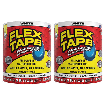 Flex Tape, Original Thick Flexible Rubberized Waterproof Tape - Seal and Patch Leaks, Works Underwater, Indoor Outdoor - Home RV Roof Plumbing and Pool Repairs, Clear, 4 in x 5 ft, Pack of 1