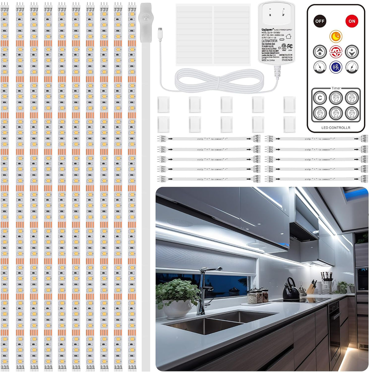 LAFULIT 10 PCS Motion Sensor Under Cabinet Lights Kit