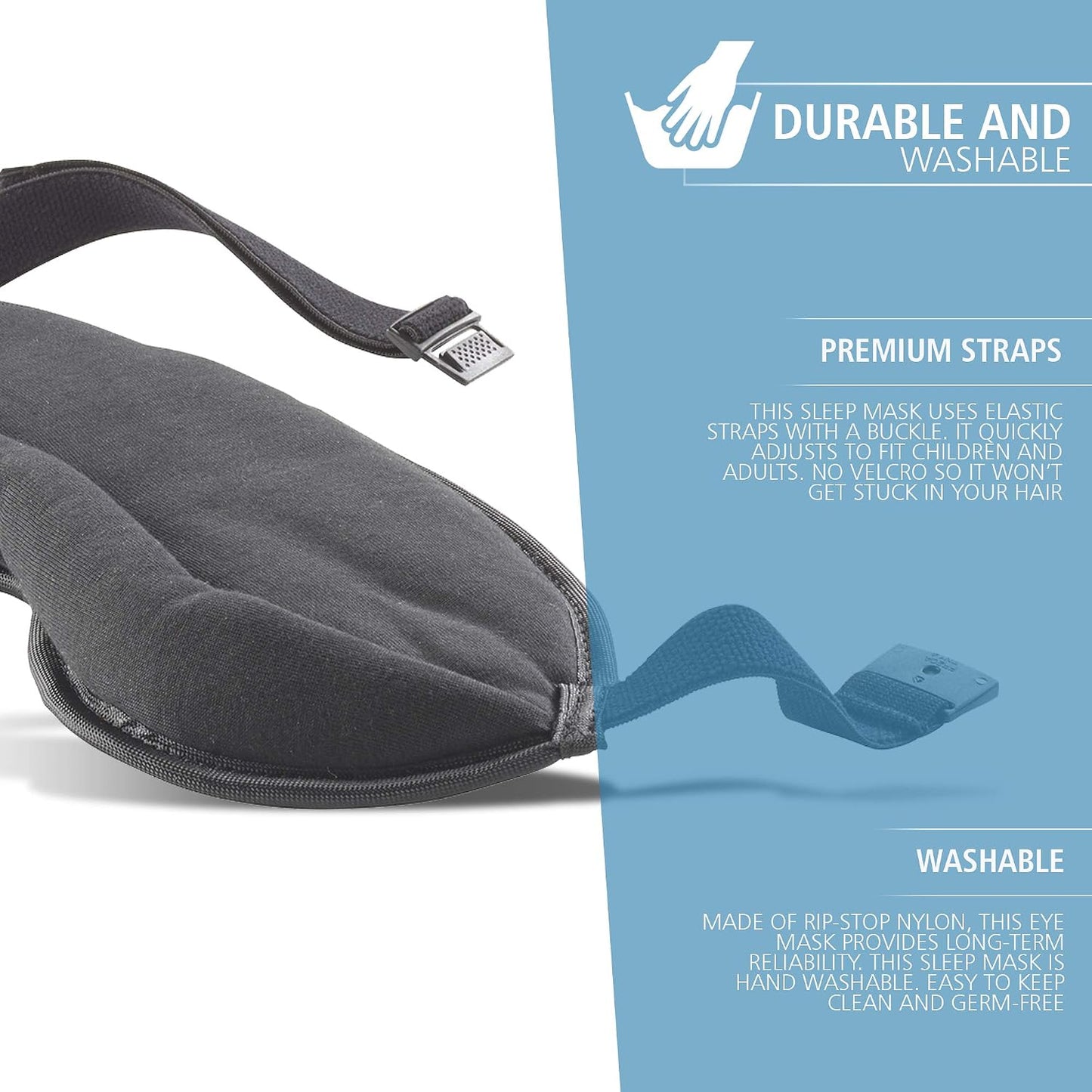 Lewis N. Clark Comfort Sleep Mask | Eye Mask for Travel | Comfortable & Breathable | Light Blocking & Adjustable | Light Blue