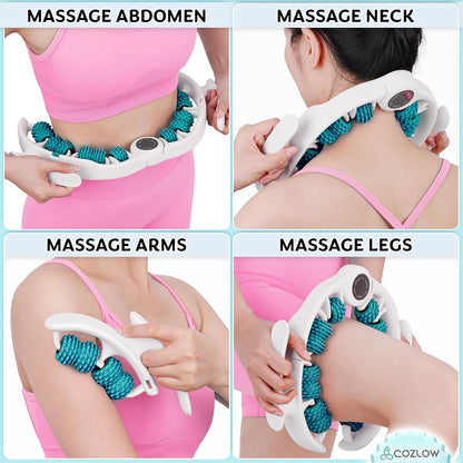 COZLOW Cellulite Massage Roller - Pink - Anti-Cellulite Massager with Detachable Roller Handles for Thighs, Legs & Buttocks - Fascia Massage Tool for Lymphatic Drainage & Deep Tissue Therapy