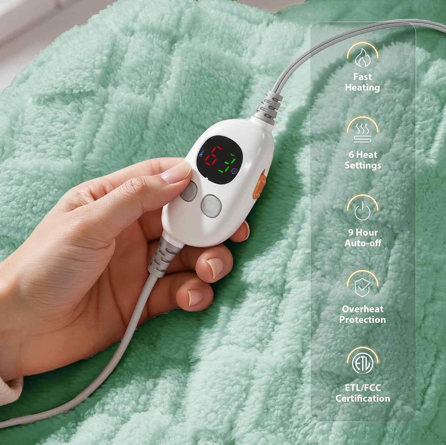 Templewet Heated Blanket Throw 50" x 60",Cute Electric Blanket,Racoon | Timer Settings,Auto Off,Soft Sherpa Heated Throw Blanket,Machine Washable,Fast Heating for Sofa Bed Office Use,Gifts for Mom