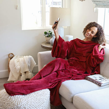 Catalonia Wearable Blanket with Sleeves & Foot Pocket for Adults | Soft Fleece Throw Wrap with Hands-Free Comfort, Perfect for Reading, TV Time & Relaxing, Christmas Gift for Women & Men