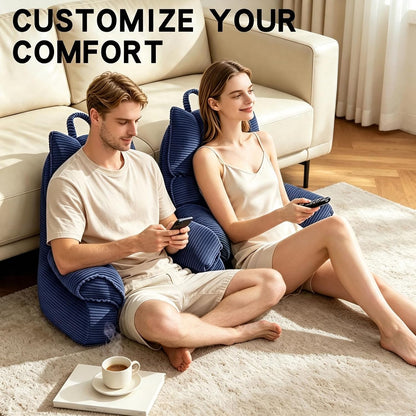 Reading Pillow for Bed with Arms, Back Support, Memory Foam（Grey Black） | Reading Pillow for Bed with High Arm Rests, Back Support Pillow for Sitting Up, Shredded Memory Foam for Reading, TV & Gaming