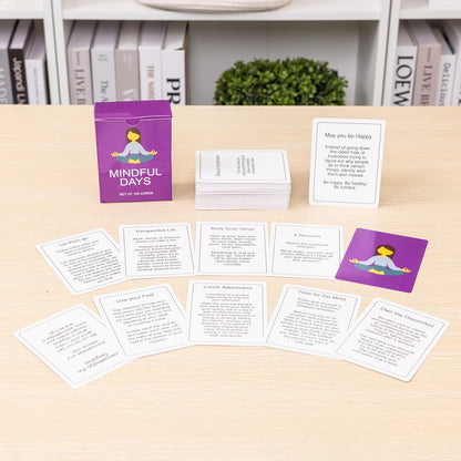 100 Mindful Days - Daily Mindful Activity Cards – Self-Care & Gratitude Prompts for All Ages | Portable Travel Deck for Mental Wellness, Focus & Stress Relief