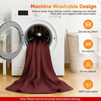 Heated Blanket Battery Operated Cordless Portable Heated Shawl,61" x 31" Electric Throw Blanket with 3 Fast Heating Levels,with Rechargeable Power Bank, Winter Gift for Women
