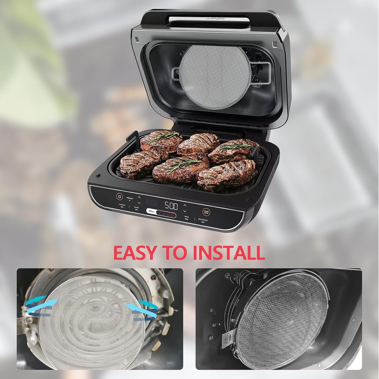 2 Packs Splatter Shield for Ninja IG651 IG600 IG601 Foodi Air Fryer Grill | For ninja ig651 foodi smart xl pro grease shield accessories, stainless steel mesh splash guard, heat resistant, easy clean