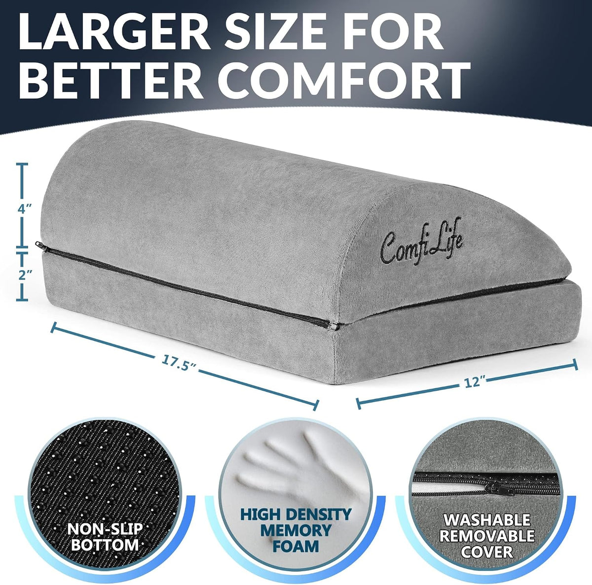 ComfiLife Foot Rest for Under Desk at Work – Adjustable Height Memory Foam Foot Stool for Under Desk, Office Chair & Gaming Chair – Ergonomic Footrest for Back & Hip Pain Relief (Black)