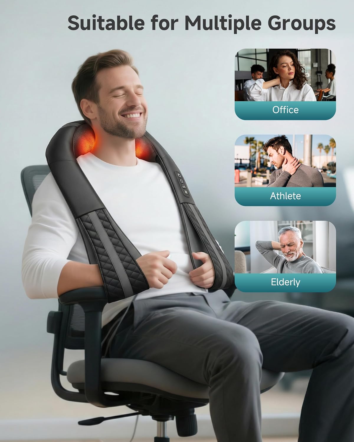 Shiatsu Neck & Shoulder Massager with Heat, Deep Tissue Back Massager