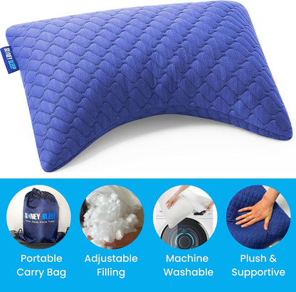 Sidney Sleep Adjustable Curved Pillows for Neck and Shoulder Support with Extra Shredded Fill - Cervical Contour Pillow for Side and Back Sleepers - Queen Size 19" x 29" CertiPUR-US Certified (White)