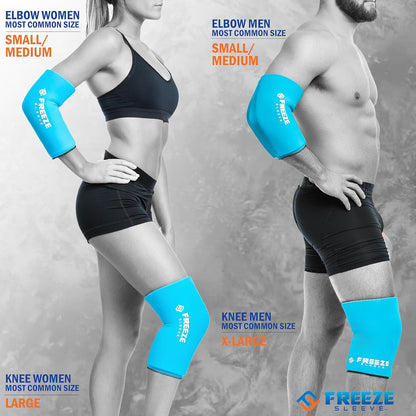 FreezeSleeve Ice and Heat Therapy Sleeve | Reusable Ice Pack Flexible Gel Compression Sleeve for Pain Relief and Recovery of Elbow Knee Ankle Leg Wrist Injuries | Black Large