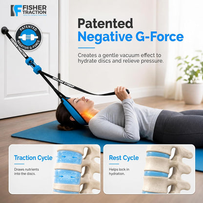 Patented Lower Back Decompression Device (Under 230 lbs) | Lumbar Traction for Spinal Decompression – Patented Stretcher Strap Release for Spinal Rehydration – Lightweight & Portable
