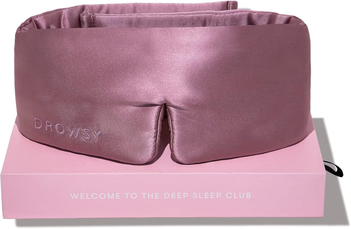 DROWSY Silk Sleep Mask - Face-Hugging, Padded Cocoon for Luxury Sleep in Total Darkness - 100% Pure Mulberry Silk, Skin-Hydrating & Adjustable (Midnight Blue)