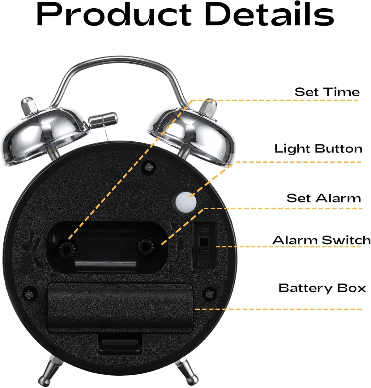 AKCISOT Loud Alarm Clock for Heavy Deep Sleepers,3 Inches Analog Metal Twin Bell Clocks Battery Operated with Backlight for Bedroom Bseide, Old Fashioned for Desk Home Decoration (Blue)