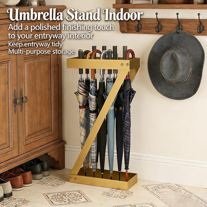 Umbrella Holder for Entryway, Black Umbrella Stand Indoor Stores Umbrellas Canes Equipped with Hooks Ideal for Home, Office , Hotel Lobby of Umbrella Storage Rack