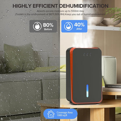 1000 sq.ft Dehumidifier for Home, Dehumidifiers for Basement, Bathroom, Bedroom with Auto Shut Off and Drain Hose, Built-in Aromatherapy Diffuser, 7 Colors LED Light, Quiet Sleep Mode(CS08-Cream)