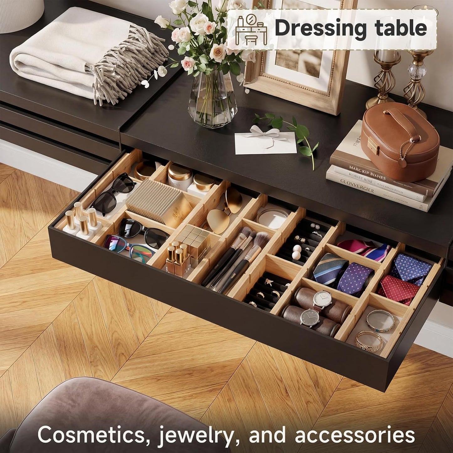 Bamboo Drawer Dividers, Expandable Kitchen Drawer Organizer | Include 6 Dividers, 6 Small Inserts and 6 Medium Inserts for Home, Office, Dressers