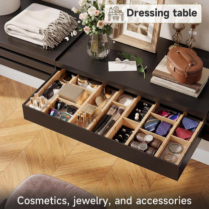 Bamboo Drawer Dividers, Expandable Kitchen Drawer Organizer | Include 6 Dividers, 6 Small Inserts and 6 Medium Inserts for Home, Office, Dressers