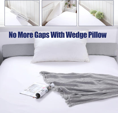 HOMBYS Wedge Pillow Headboard for Bed Gap,Foldable Bed Wedge Gap Filler Queen Size,Matterss Gap Filler,Multi Functional Bed Crack Pillow, Fill The Gap (0-7") Between Your Headboard and Mattress,White