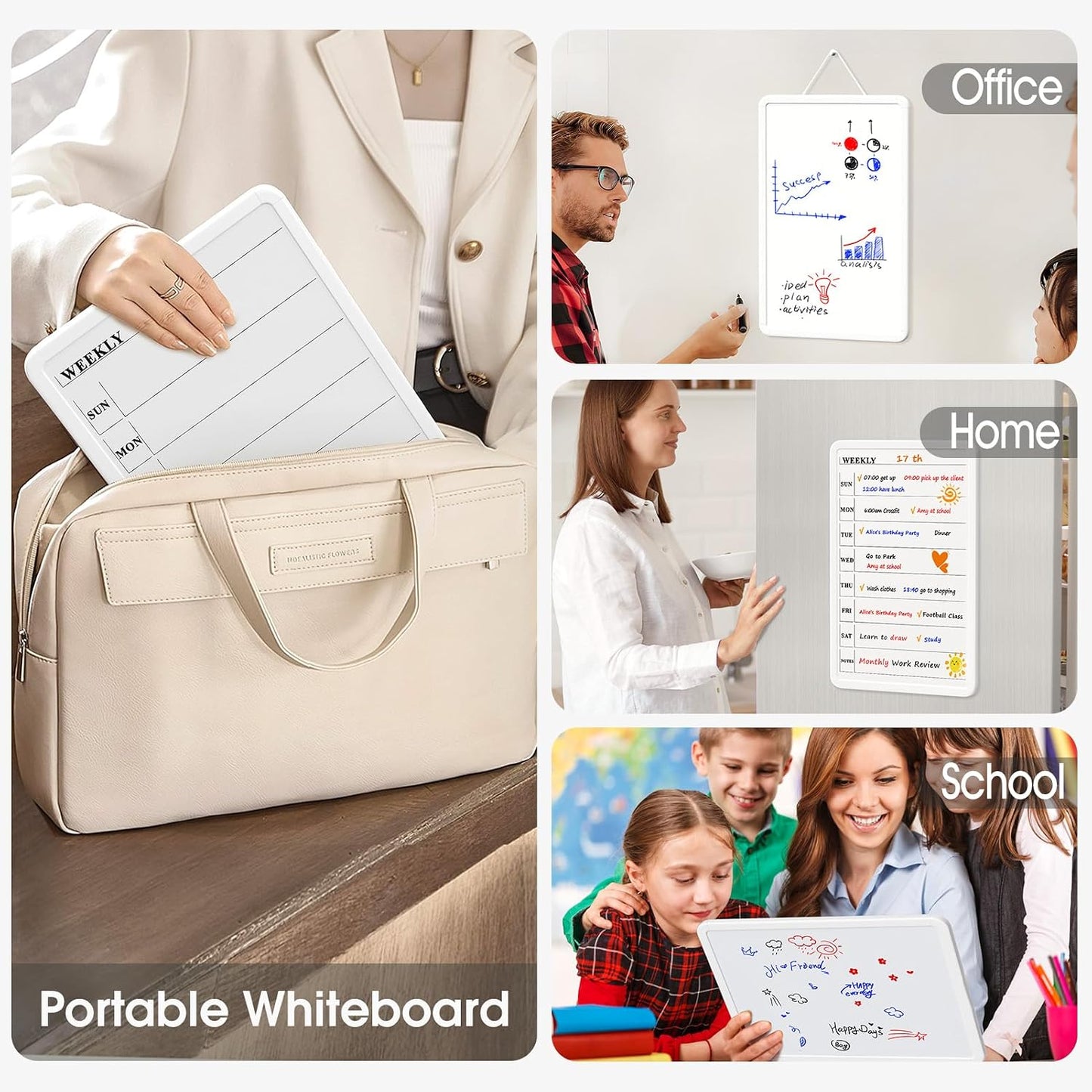 MaxGear Weekly Dry Erase Calendar Board, 11" x 17" Magnetic Whiteboard | Double-Sided Wall Planner: Weekly Calendar on One Side, Blank Whiteboard on The Other, Includes 3 Color Markers and Magnets