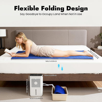 Bed Cooling System with LCD Panel, 1-9H Adjustable Timer, 2 Speeds | 6W Water Cooling Mattress Pad for Hot Sleepers, Low Noise, Beat Night Sweats, Cooling Mat for Student Dormitory, Nursing Home